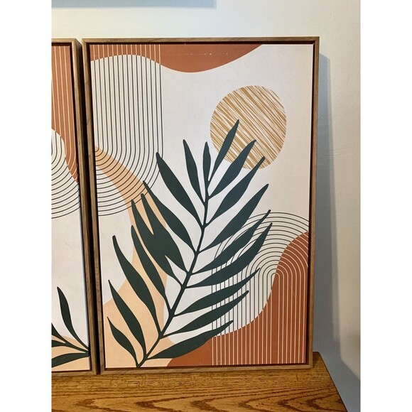 Wayfair Mid Century Modern Boho Palm From attic Wall Art Set Yellow Abstract - Picture 7 of 13